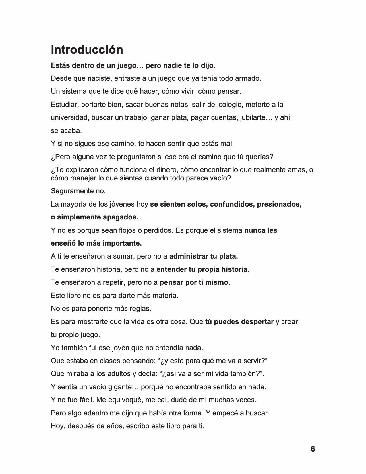 Página real de introducción del libro ampliada
